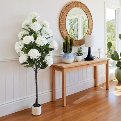 63 inch Artificial Camellia Tree with White Flower Pots -2 Pack White Fake Tree,5 Ft Faux Plants Indoor wich Blooming,Artificial Plants for Indoor & Outdoor Home Front Door Decor