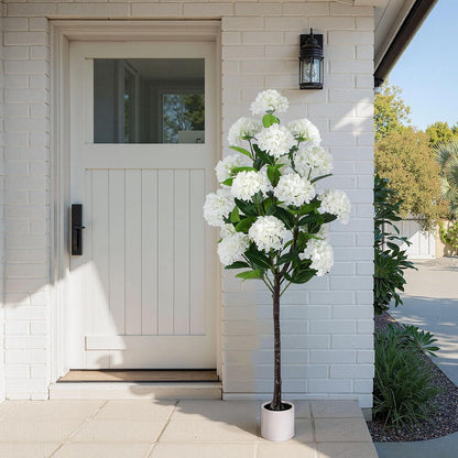 63 inch Artificial Camellia Tree with White Flower Pots -2 Pack White Fake Tree,5 Ft Faux Plants Indoor wich Blooming,Artificial Plants for Indoor & Outdoor Home Front Door Decor
