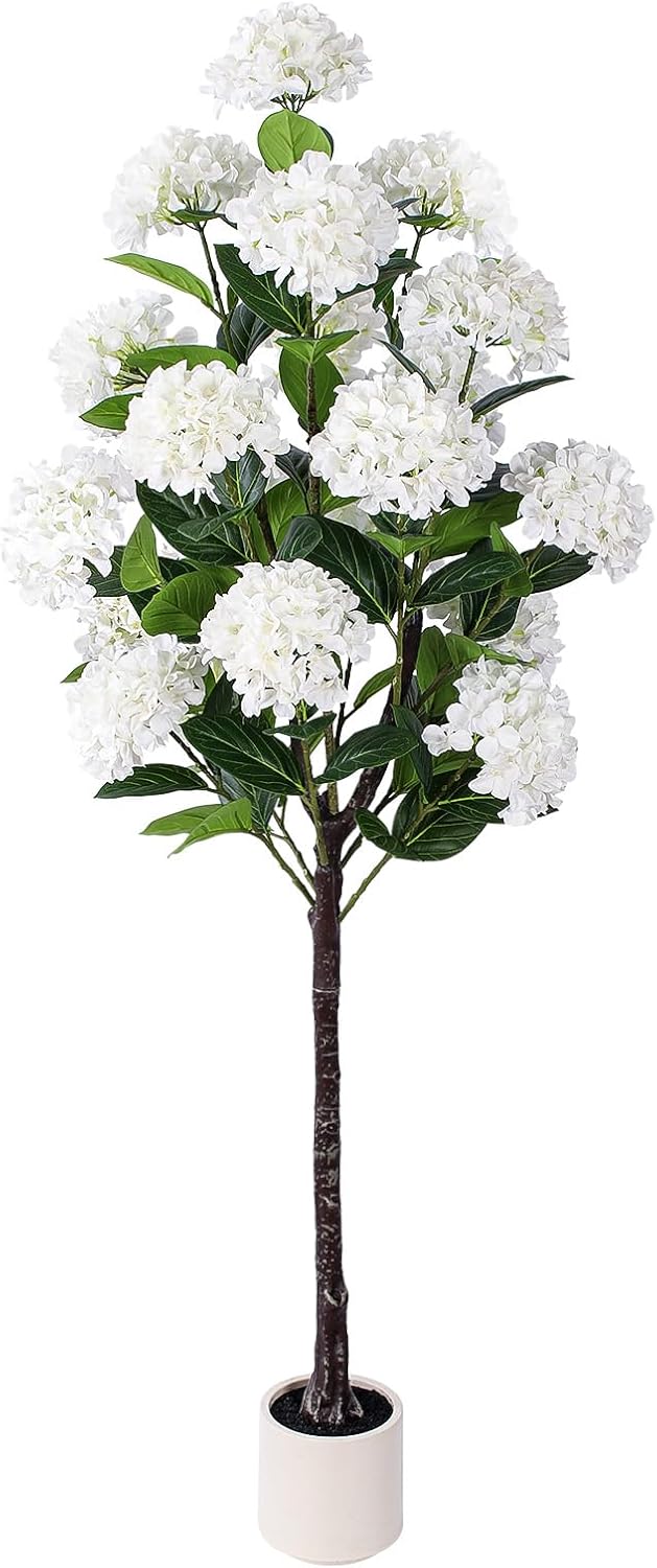 63 inch Artificial Camellia Tree with White Flower Pots -2 Pack White Fake Tree,5 Ft Faux Plants Indoor wich Blooming,Artificial Plants for Indoor & Outdoor Home Front Door Decor