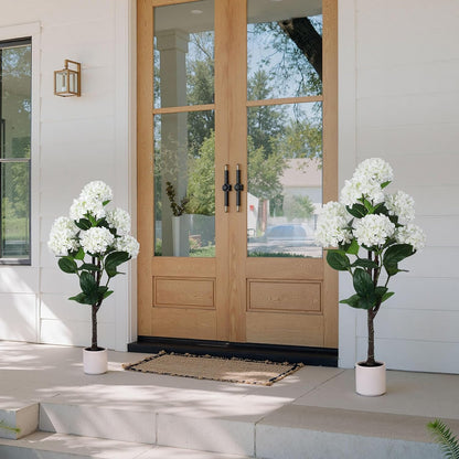 63 inch Artificial Camellia Tree with White Flower Pots -2 Pack White Fake Tree,5 Ft Faux Plants Indoor wich Blooming,Artificial Plants for Indoor & Outdoor Home Front Door Decor