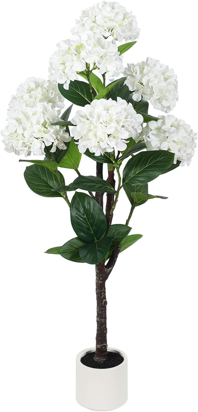 63 inch Artificial Camellia Tree with White Flower Pots -2 Pack White Fake Tree,5 Ft Faux Plants Indoor wich Blooming,Artificial Plants for Indoor & Outdoor Home Front Door Decor