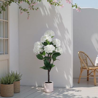 63 inch Artificial Camellia Tree with White Flower Pots -2 Pack White Fake Tree,5 Ft Faux Plants Indoor wich Blooming,Artificial Plants for Indoor & Outdoor Home Front Door Decor