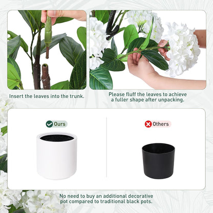 63 inch Artificial Camellia Tree with White Flower Pots -2 Pack White Fake Tree,5 Ft Faux Plants Indoor wich Blooming,Artificial Plants for Indoor & Outdoor Home Front Door Decor