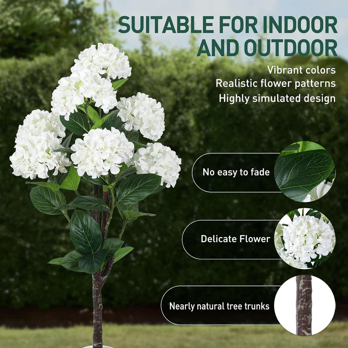 63 inch Artificial Camellia Tree with White Flower Pots -2 Pack White Fake Tree,5 Ft Faux Plants Indoor wich Blooming,Artificial Plants for Indoor & Outdoor Home Front Door Decor