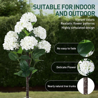 63 inch Artificial Camellia Tree with White Flower Pots -2 Pack White Fake Tree,5 Ft Faux Plants Indoor wich Blooming,Artificial Plants for Indoor & Outdoor Home Front Door Decor