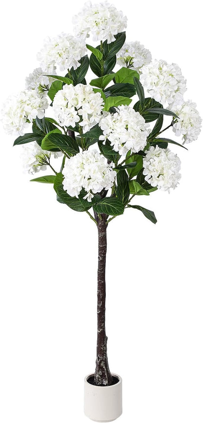 63 inch Artificial Camellia Tree with White Flower Pots -2 Pack White Fake Tree,5 Ft Faux Plants Indoor wich Blooming,Artificial Plants for Indoor & Outdoor Home Front Door Decor