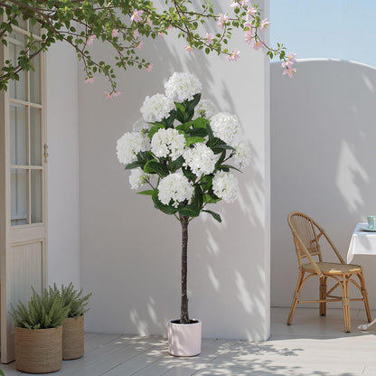63 inch Artificial Camellia Tree with White Flower Pots -2 Pack White Fake Tree,5 Ft Faux Plants Indoor wich Blooming,Artificial Plants for Indoor & Outdoor Home Front Door Decor