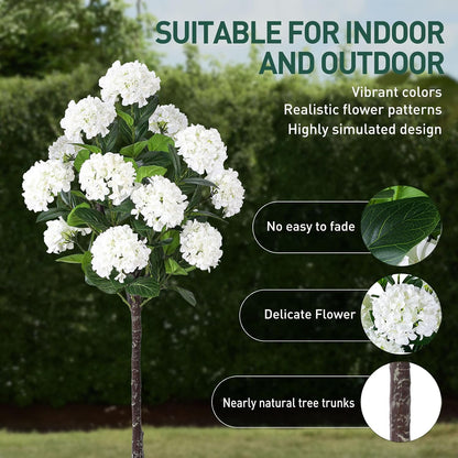 63 inch Artificial Camellia Tree with White Flower Pots -2 Pack White Fake Tree,5 Ft Faux Plants Indoor wich Blooming,Artificial Plants for Indoor & Outdoor Home Front Door Decor