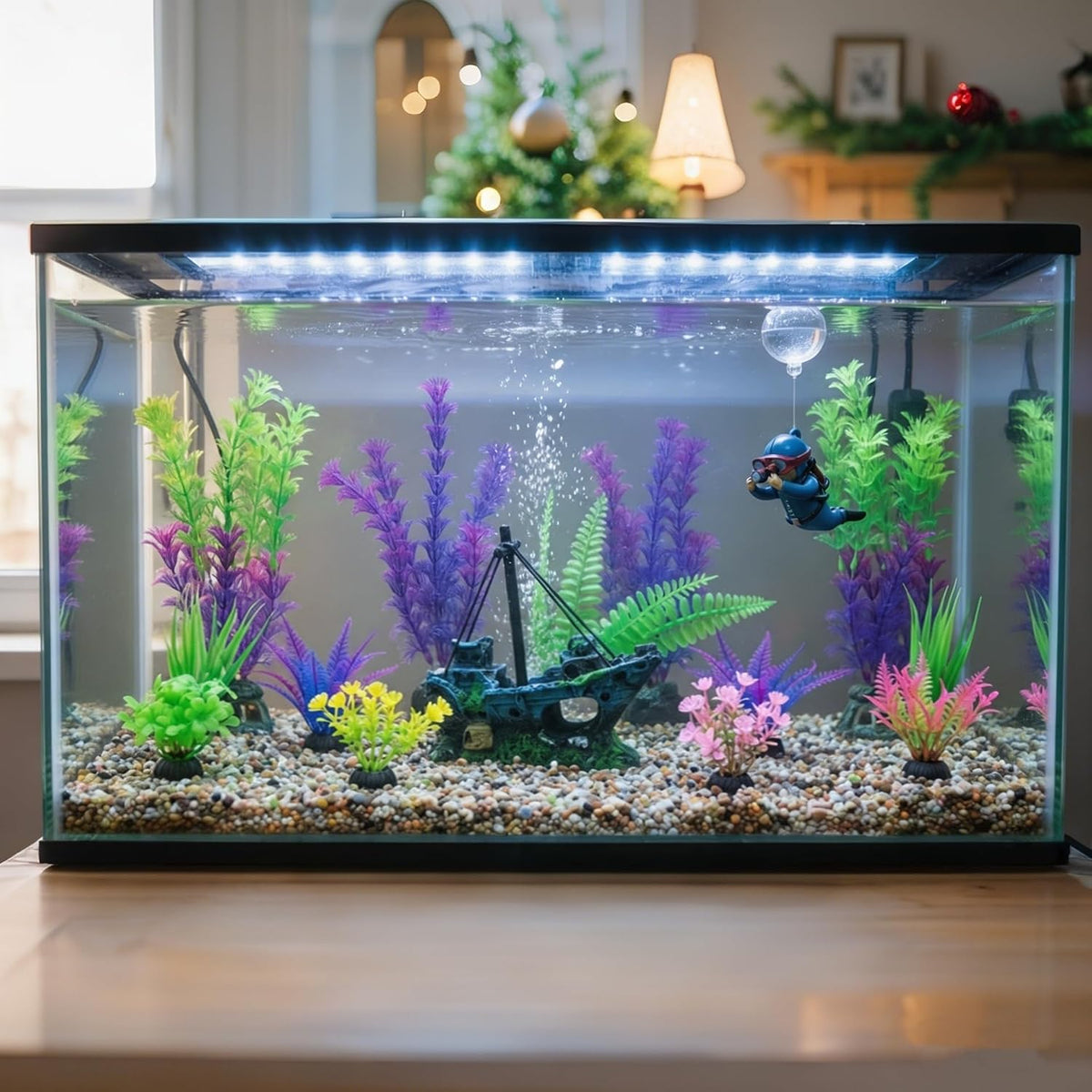 Fish Tank Decorations & Aquarium Plastic Plants Accessories Set