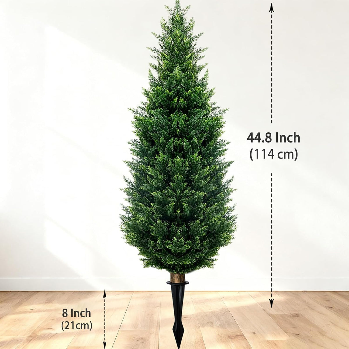 4Ft Artificial Cedar Topiary Trees (2-Pack) - UV Resistant Fake Shrubs with Ground Spike for Outdoor & Indoor Use, Front Porch, Garden Decor
