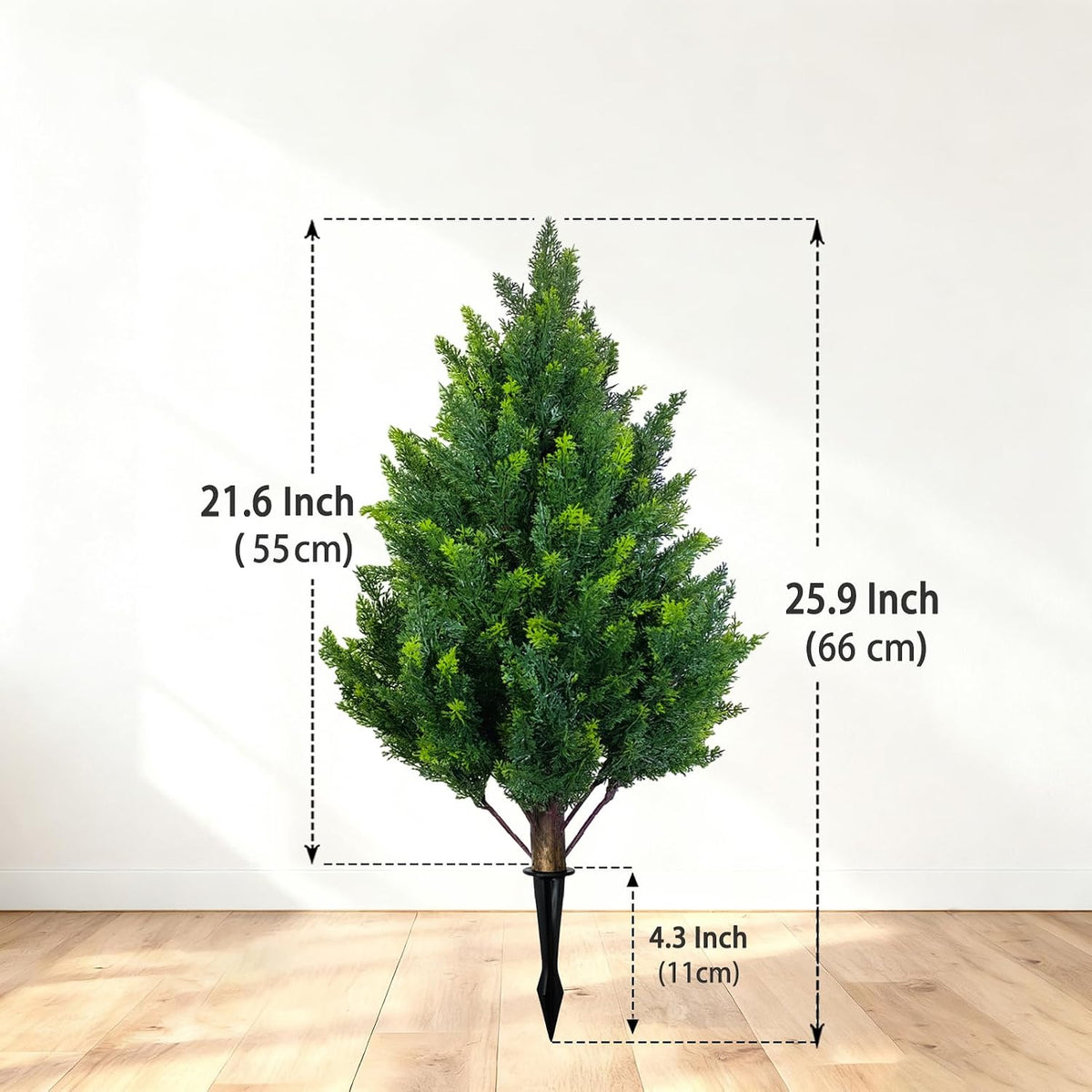 4Ft Artificial Cedar Topiary Trees (2-Pack) - UV Resistant Fake Shrubs with Ground Spike for Outdoor & Indoor Use, Front Porch, Garden Decor