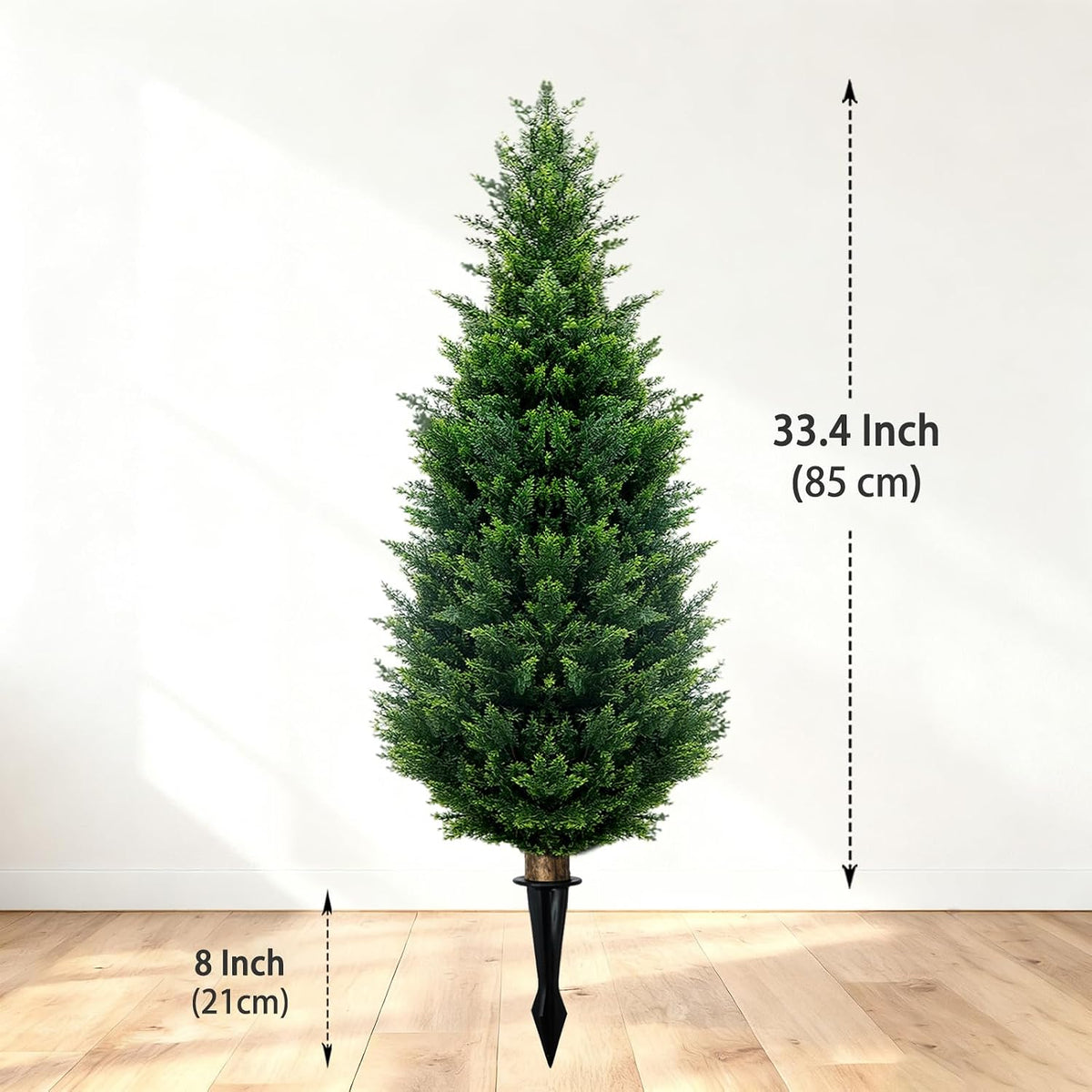 4Ft Artificial Cedar Topiary Trees (2-Pack) - UV Resistant Fake Shrubs with Ground Spike for Outdoor & Indoor Use, Front Porch, Garden Decor