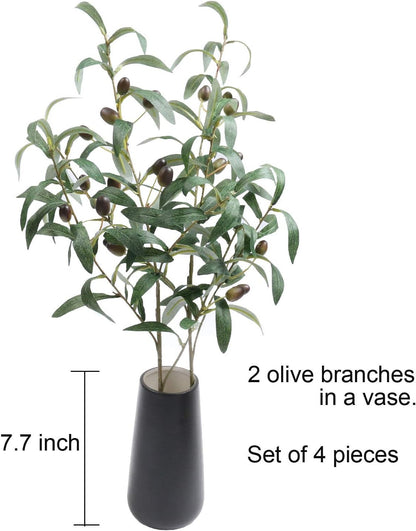 4 PCS 28 inch Artificial Olive Branches for Vases Greenery Olive Stems Faux Tree Branch Twig for Home Wedding Shop Office Garden Decor DIY Floral Crafts