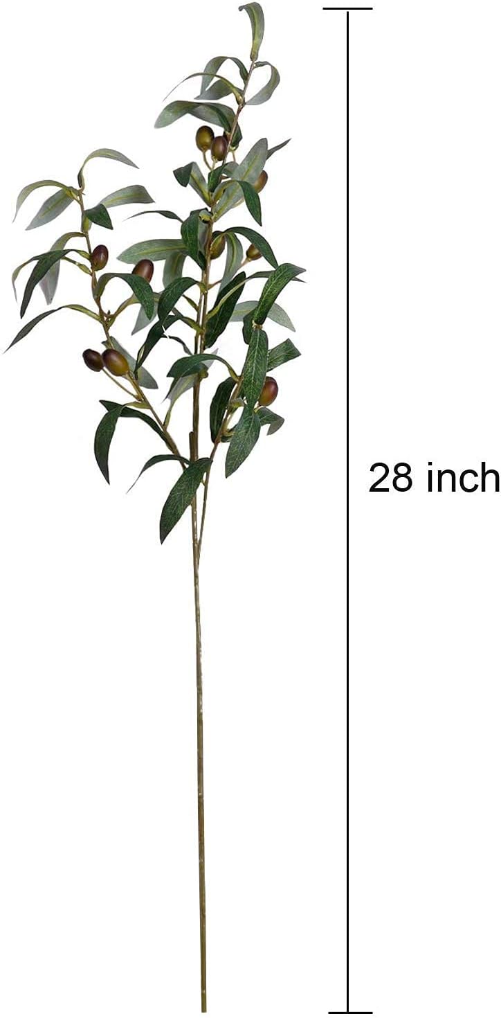 4 PCS 28 inch Artificial Olive Branches for Vases Greenery Olive Stems Faux Tree Branch Twig for Home Wedding Shop Office Garden Decor DIY Floral Crafts