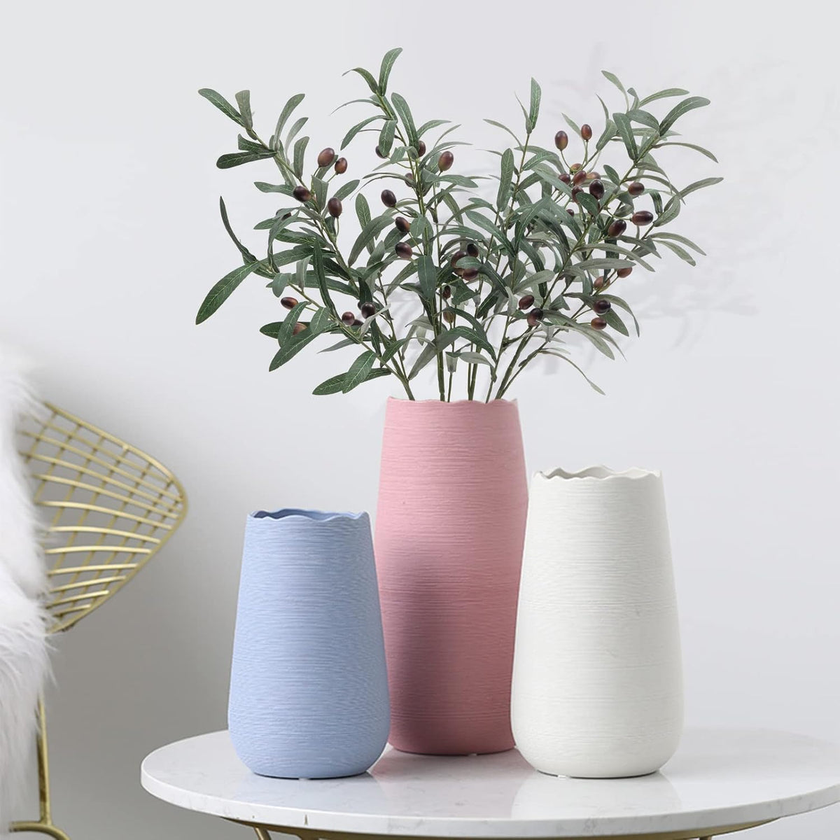 4 PCS 28 inch Artificial Olive Branches for Vases Greenery Olive Stems Faux Tree Branch Twig for Home Wedding Shop Office Garden Decor DIY Floral Crafts