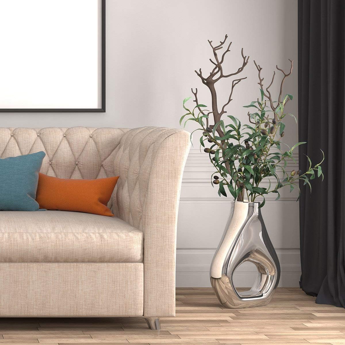 4 PCS 28 inch Artificial Olive Branches for Vases Greenery Olive Stems Faux Tree Branch Twig for Home Wedding Shop Office Garden Decor DIY Floral Crafts