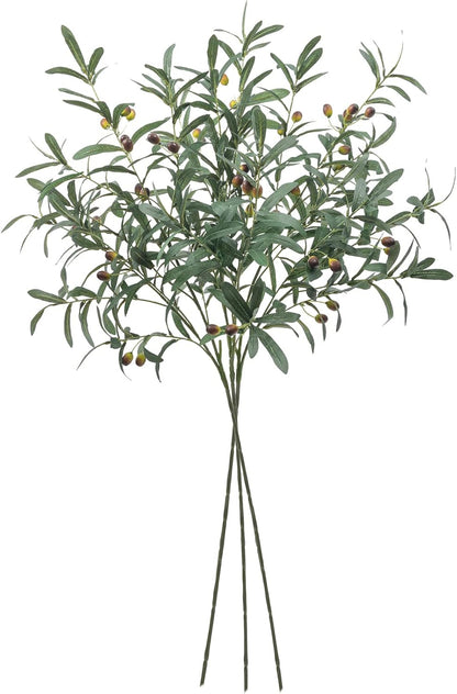 4 PCS 28 inch Artificial Olive Branches for Vases Greenery Olive Stems Faux Tree Branch Twig for Home Wedding Shop Office Garden Decor DIY Floral Crafts