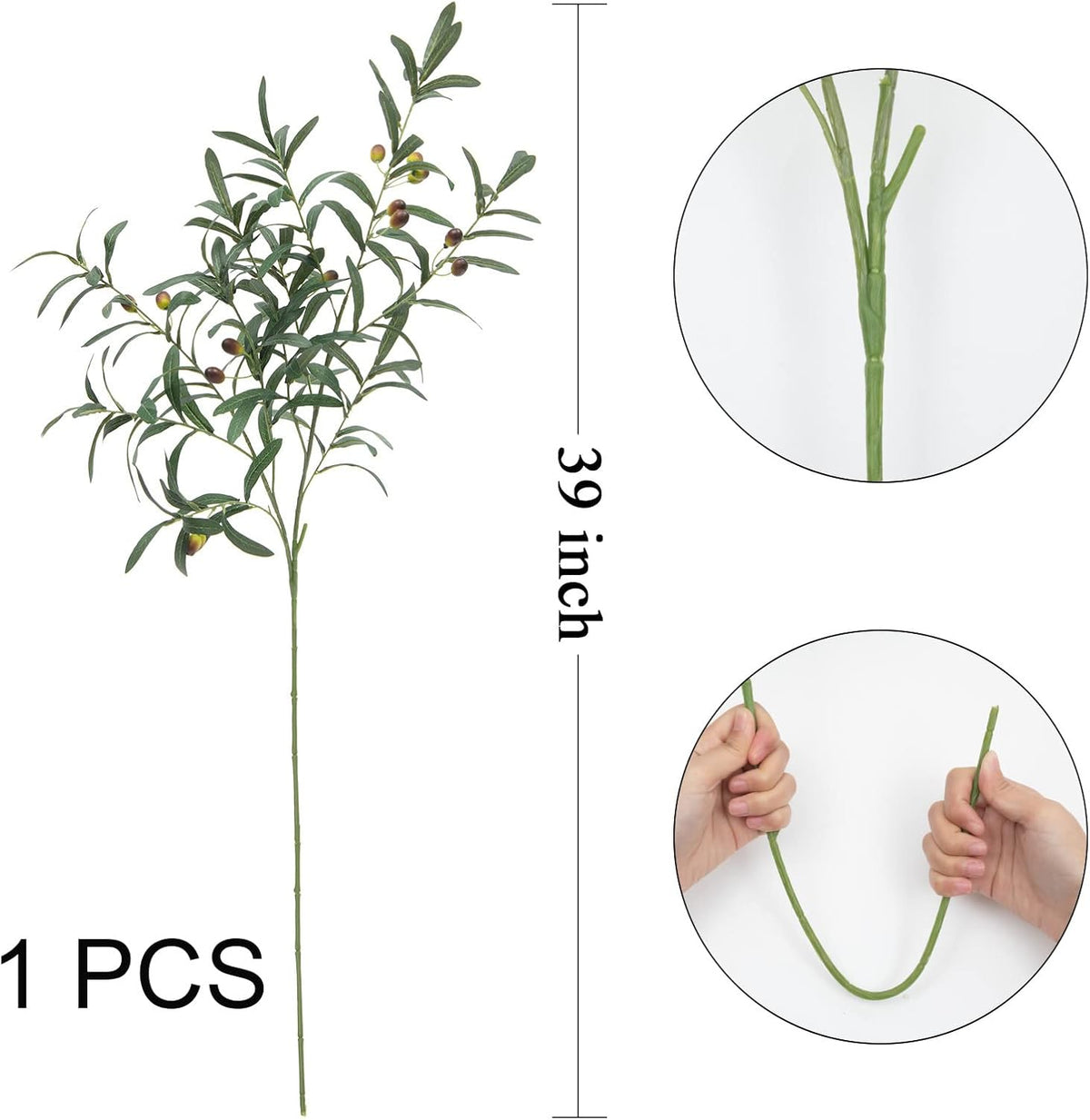 4 PCS 28 inch Artificial Olive Branches for Vases Greenery Olive Stems Faux Tree Branch Twig for Home Wedding Shop Office Garden Decor DIY Floral Crafts