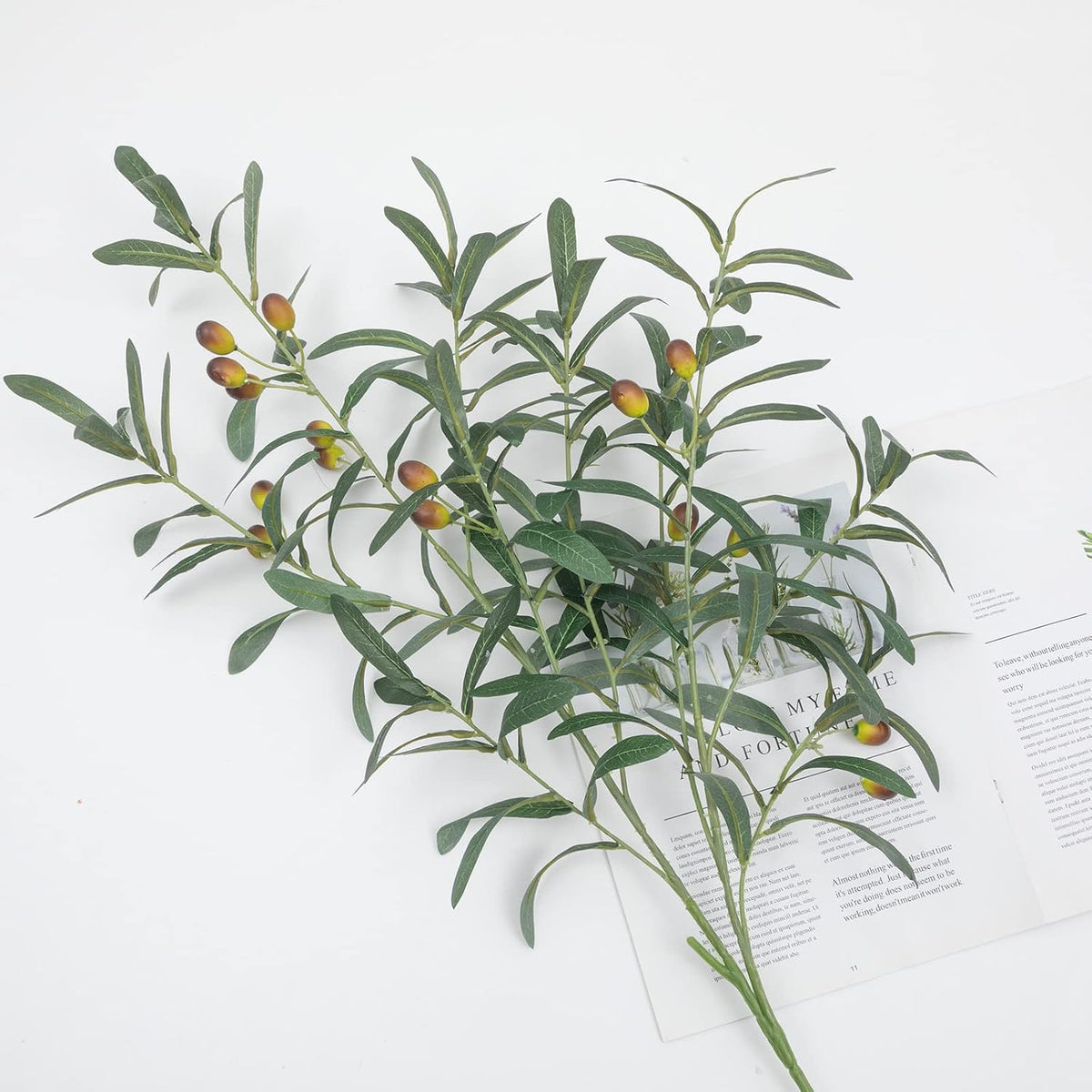 4 PCS 28 inch Artificial Olive Branches for Vases Greenery Olive Stems Faux Tree Branch Twig for Home Wedding Shop Office Garden Decor DIY Floral Crafts