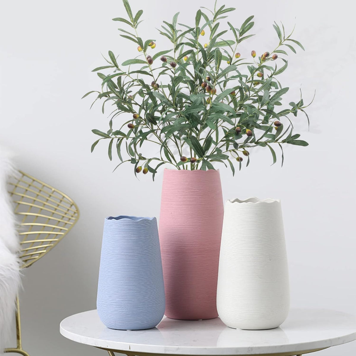 4 PCS 28 inch Artificial Olive Branches for Vases Greenery Olive Stems Faux Tree Branch Twig for Home Wedding Shop Office Garden Decor DIY Floral Crafts