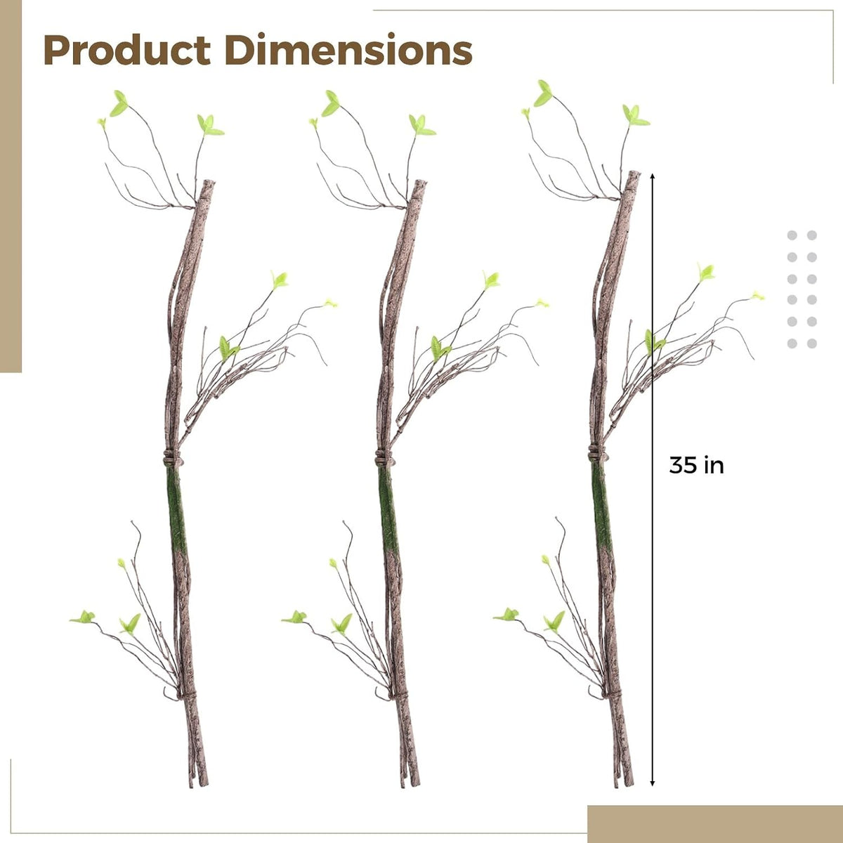 3 PCS Artificial Bendable Tree Branches, Realistic Faux Dried Branch with Moss, Flexible Vine-Style Twigs with Leaves, Craft Stems for Home Decor, Floral Arrangements, Wreaths, Seasonal Displays