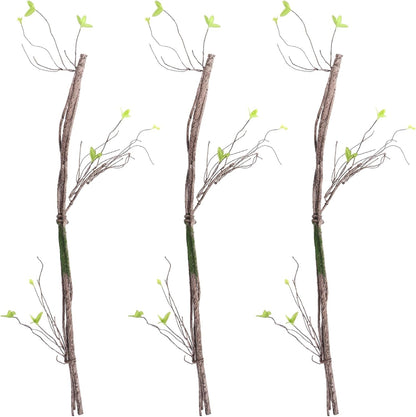 3 PCS Artificial Bendable Tree Branches, Realistic Faux Dried Branch with Moss, Flexible Vine-Style Twigs with Leaves, Craft Stems for Home Decor, Floral Arrangements, Wreaths, Seasonal Displays