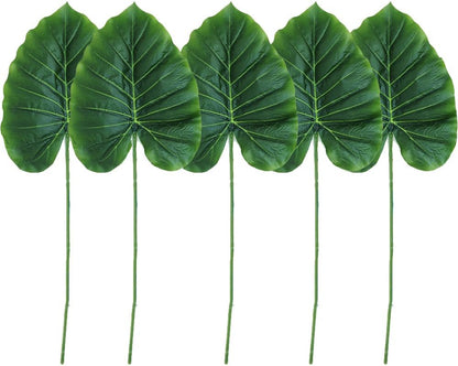 5Pcs Artificial Elephant Ear Plant Stem Fake Greenery Monstera Leaves Tropical Branches for Home Wedding Party Decor (Large)