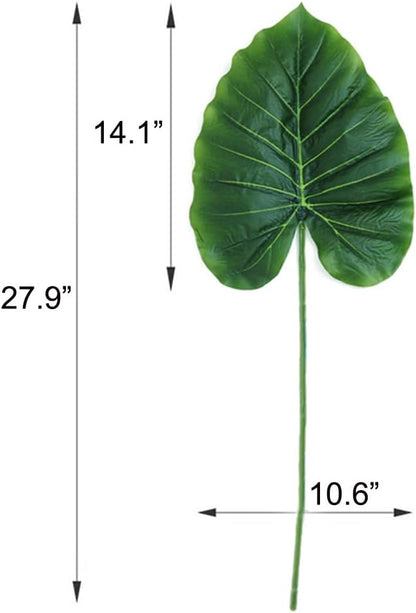 5Pcs Artificial Elephant Ear Plant Stem Fake Greenery Monstera Leaves Tropical Branches for Home Wedding Party Decor (Large)