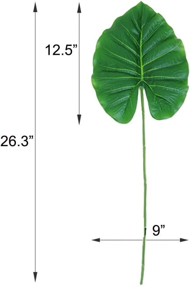 5Pcs Artificial Elephant Ear Plant Stem Fake Greenery Monstera Leaves Tropical Branches for Home Wedding Party Decor (Large)