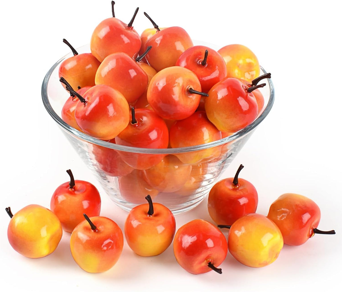 Mini Artificial Apples, 40 Pcs Lifelike Simulation Small Apples Fake Fruits for Home Kitchen Table Basket Christmas Tree Decor Photography Props