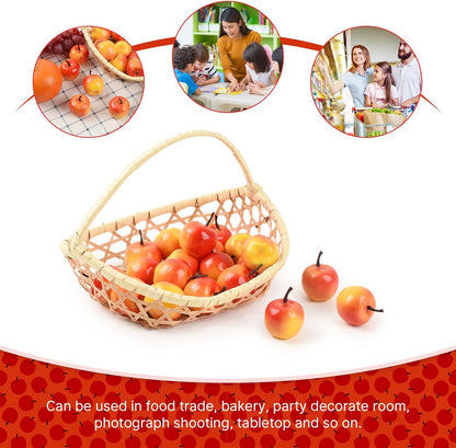 Mini Artificial Apples, 40 Pcs Lifelike Simulation Small Apples Fake Fruits for Home Kitchen Table Basket Christmas Tree Decor Photography Props