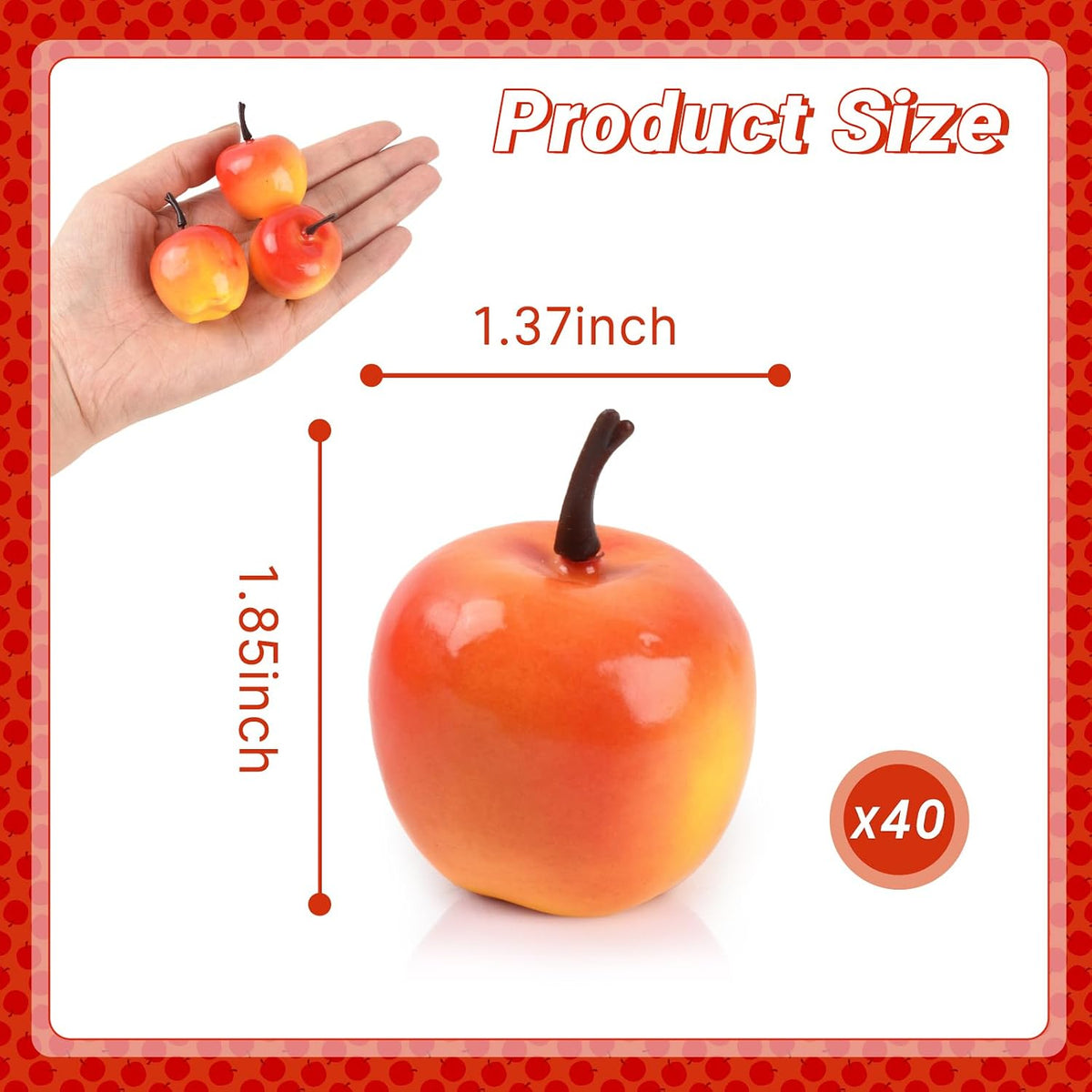 Mini Artificial Apples, 40 Pcs Lifelike Simulation Small Apples Fake Fruits for Home Kitchen Table Basket Christmas Tree Decor Photography Props