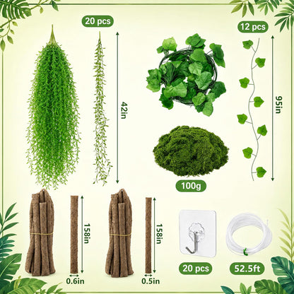 35 Pcs Artificial Bendable Vines Branches Decoration, Jungle Theme Decor