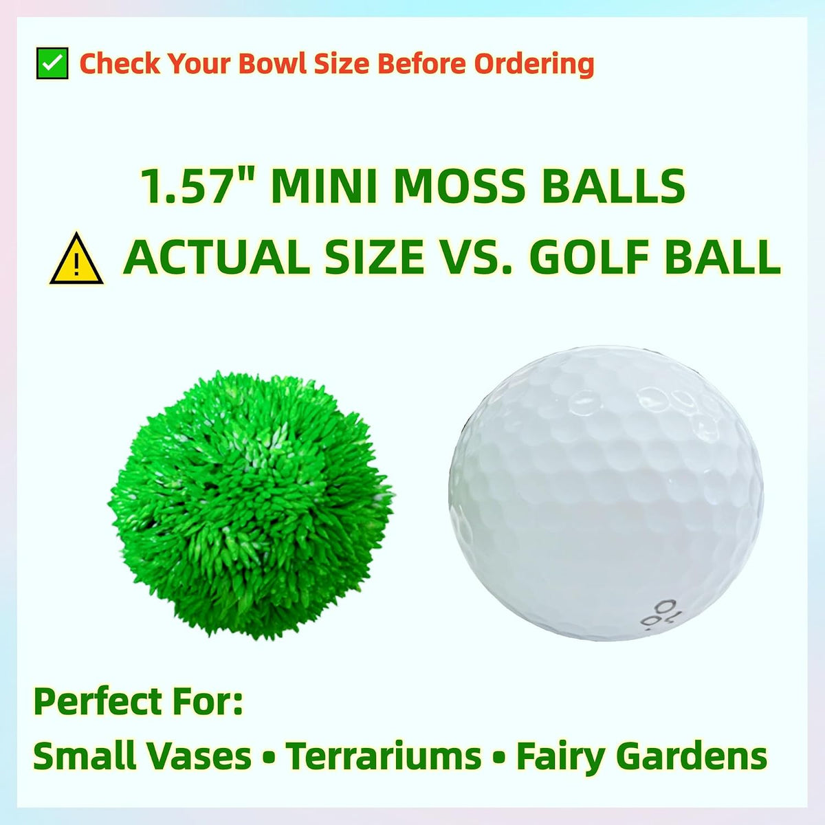 12 Green Decorative Moss Balls – 1.57 Inch (Size ≈ Golf Ball), Artificial Moss Spheres for Mini Terrarium, Fairy Garden, Small Vase, Centerpiece & Home Decor