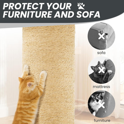 31.5in Multi-Level Cat Tower with Sisal Scratching Posts, Hidden Cave & Perch Platform, Large Cat Condo for 1-3 Cats, Eco-Friendly Pet Furniture with Realistic Leaves, Green