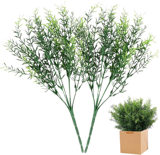2PCS 14" Artificial Rosemary Stems, Realistic Faux Rosemary Plant with 7 Branches, Low Maintenance Greenery for Home, Kitchen, Office, Garden Decor