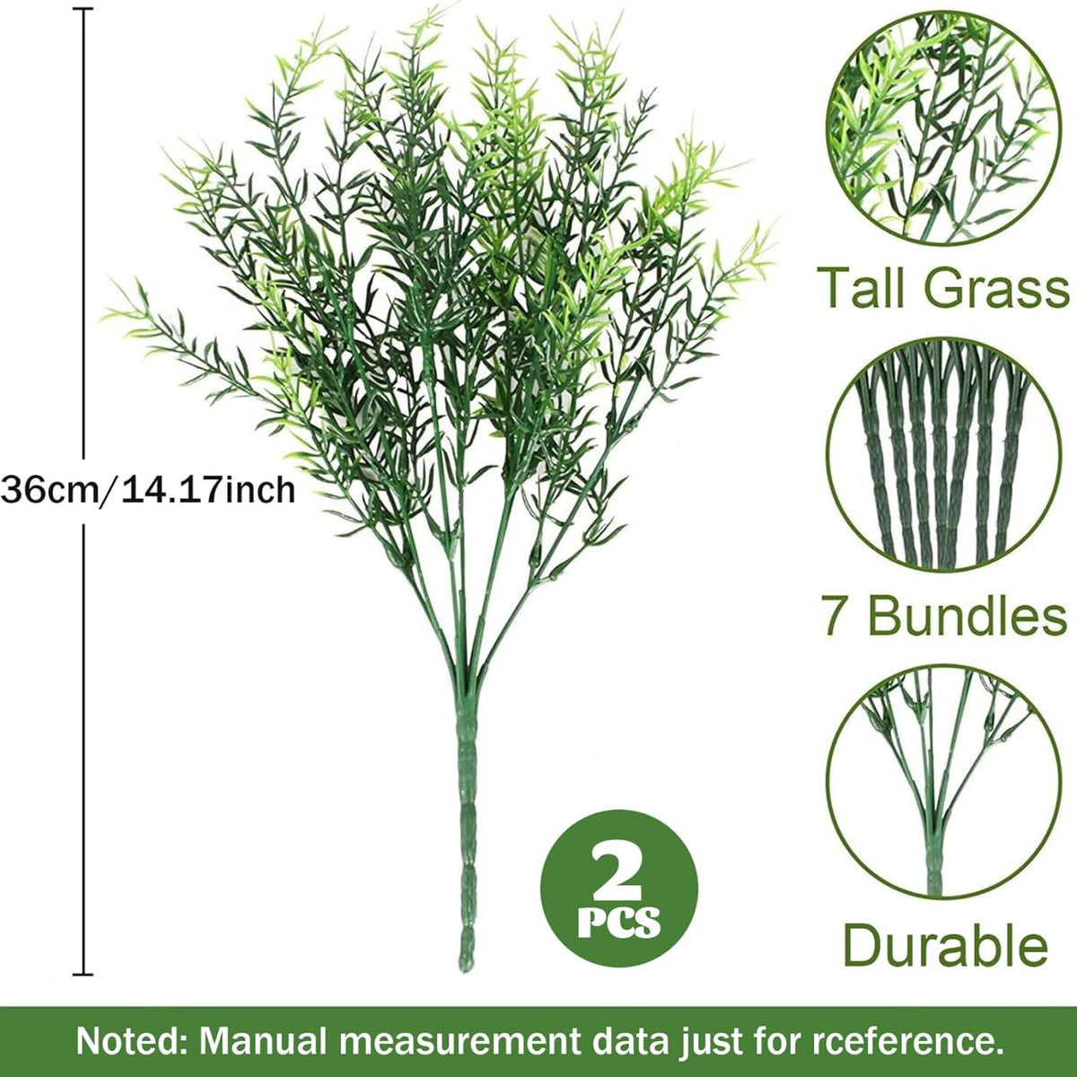 2PCS 14" Artificial Rosemary Stems, Realistic Faux Rosemary Plant with 7 Branches, Low Maintenance Greenery for Home, Kitchen, Office, Garden Decor