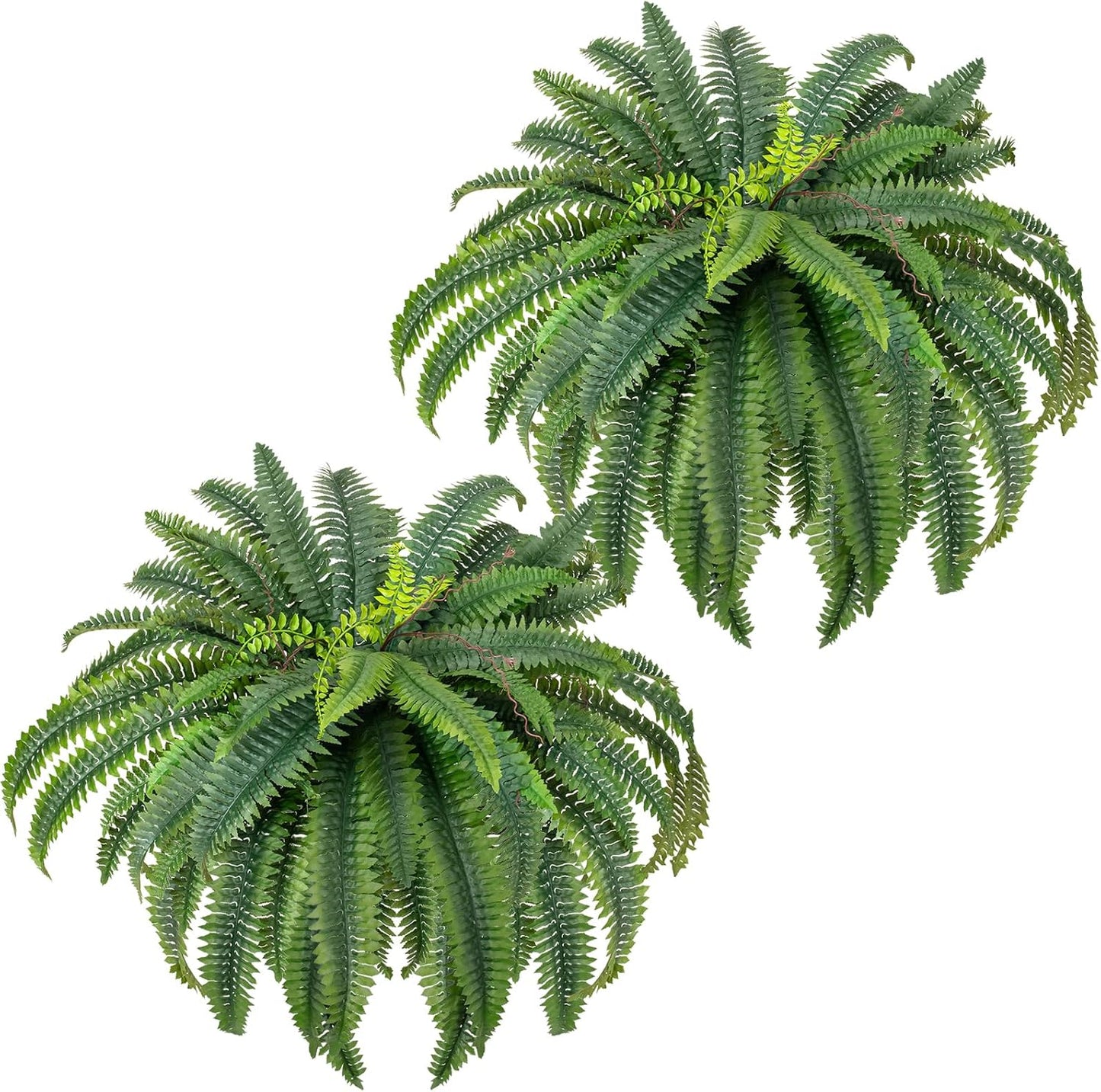 45" Fake Ferns Artificial Plants Large,Set of 2 Artificial Boston Ferns Faux Hanging Fake Plants for Outdoors Planter Home Garden Decor,60 Branches
