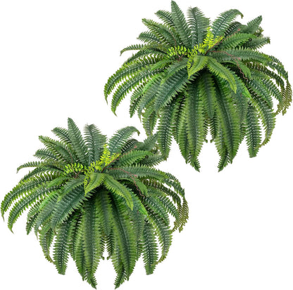 45" Fake Ferns Artificial Plants Large,Set of 2 Artificial Boston Ferns Faux Hanging Fake Plants for Outdoors Planter Home Garden Decor,60 Branches