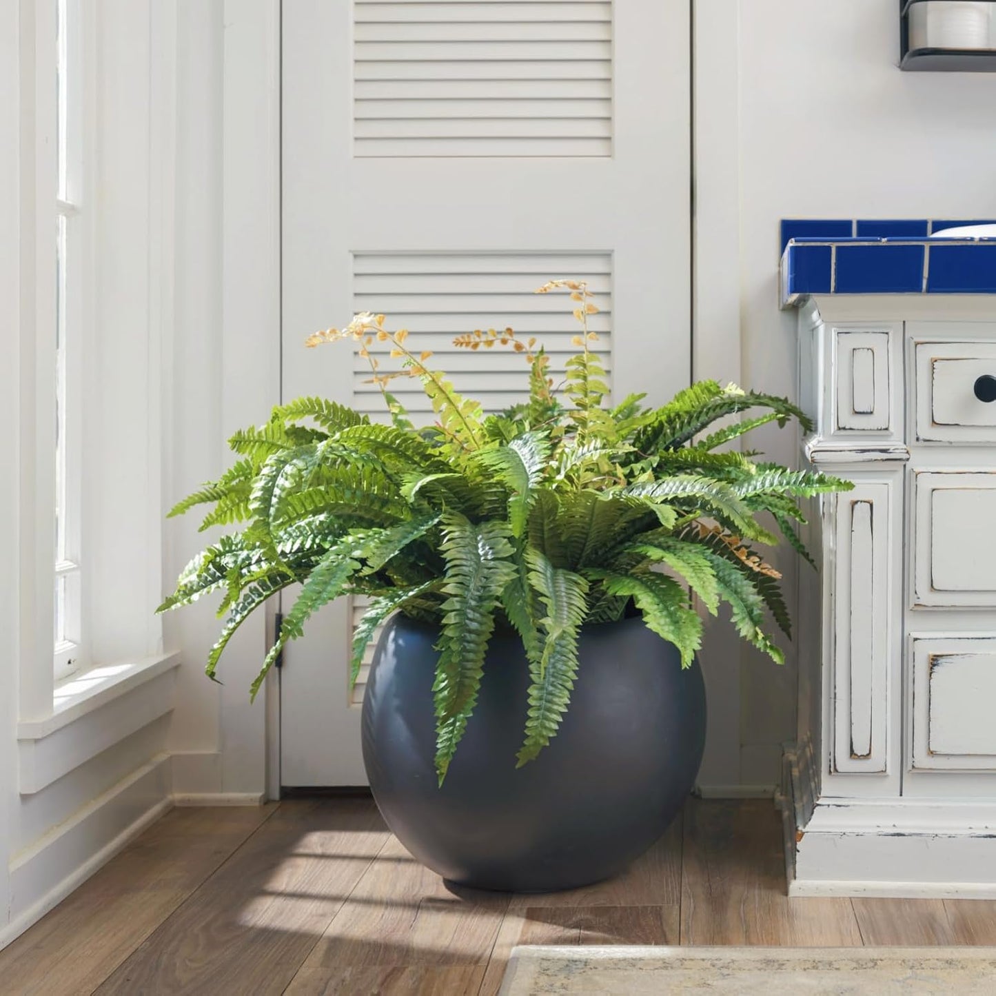45" Fake Ferns Artificial Plants Large,Set of 2 Artificial Boston Ferns Faux Hanging Fake Plants for Outdoors Planter Home Garden Decor,60 Branches