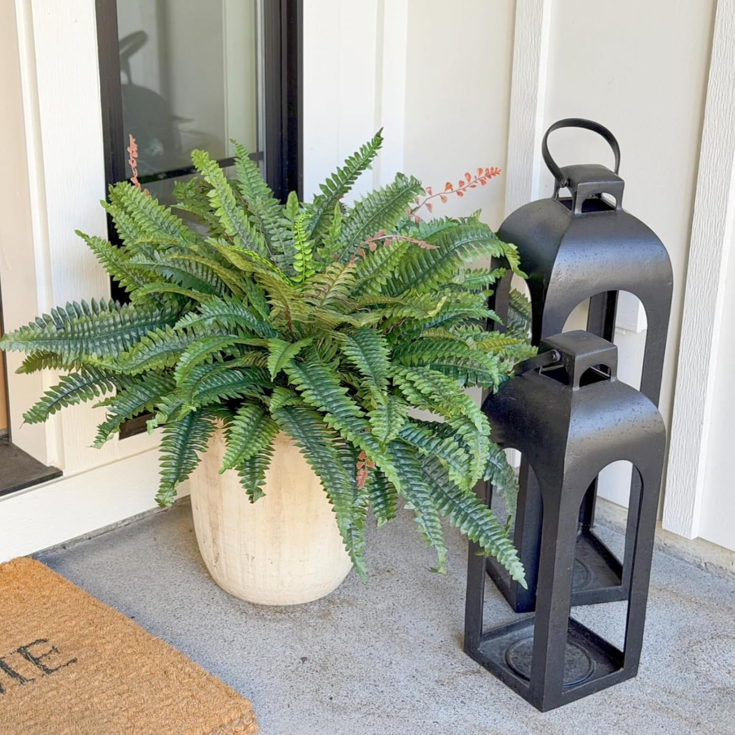 45" Fake Ferns Artificial Plants Large,Set of 2 Artificial Boston Ferns Faux Hanging Fake Plants for Outdoors Planter Home Garden Decor,60 Branches