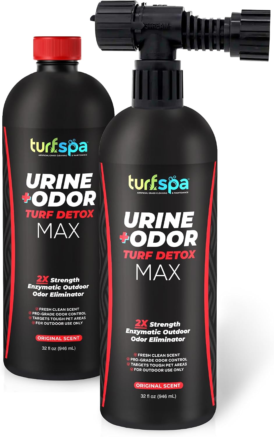 MAX Urine & Odor Turf Detox: Double-Strength Enzyme Cleaner & Odor Eliminator for Artificial Grass, Turf, Concrete & Patios, Pet Urine Enzymatic Cleaner for Dogs & Cats – 32 oz Sprayer