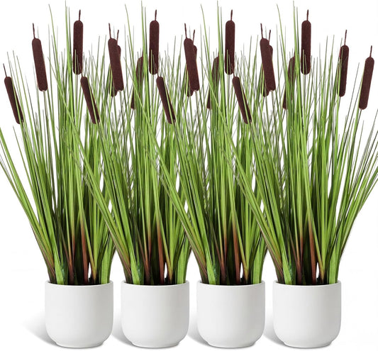 2 Pack 3ft/35inch Artificial Grass Plant Outdoor Artificial Greenery Grass in Pot with Fake Purple Hydrangea for Spring Room Office Indoor Outdoor Decor Housewarming Gifts
