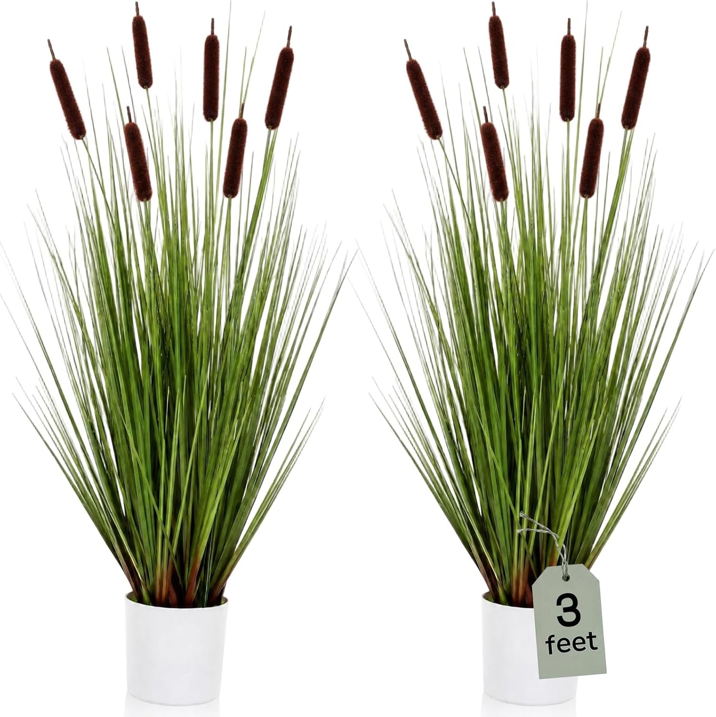 2 Pack 3ft/35inch Artificial Grass Plant Outdoor Artificial Greenery Grass in Pot with Fake Purple Hydrangea for Spring Room Office Indoor Outdoor Decor Housewarming Gifts