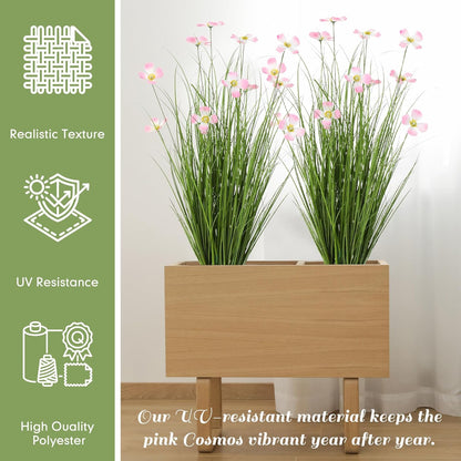 2 Pack 3ft/35inch Artificial Grass Plant Outdoor Artificial Greenery Grass in Pot with Fake Purple Hydrangea for Spring Room Office Indoor Outdoor Decor Housewarming Gifts
