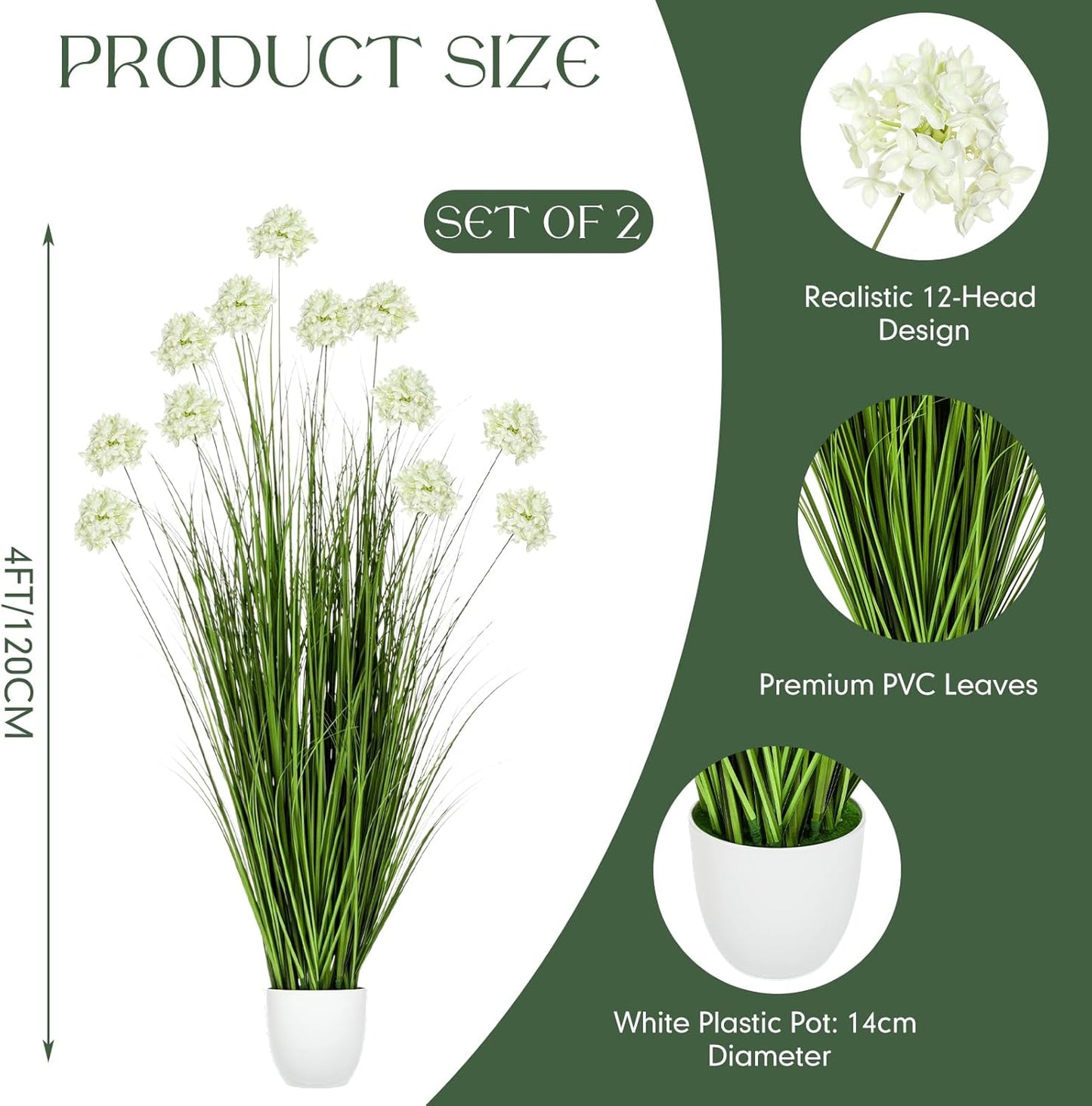 2 Pack 3ft/35inch Artificial Grass Plant Outdoor Artificial Greenery Grass in Pot with Fake Purple Hydrangea for Spring Room Office Indoor Outdoor Decor Housewarming Gifts