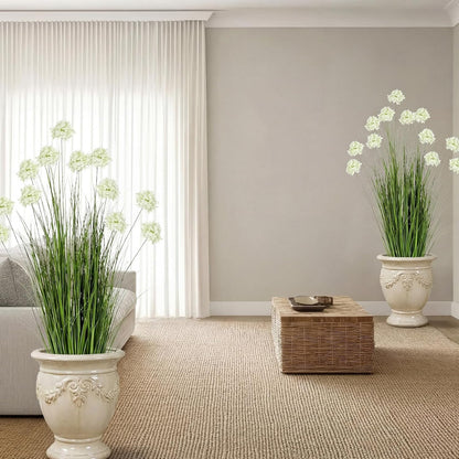 2 Pack 3ft/35inch Artificial Grass Plant Outdoor Artificial Greenery Grass in Pot with Fake Purple Hydrangea for Spring Room Office Indoor Outdoor Decor Housewarming Gifts
