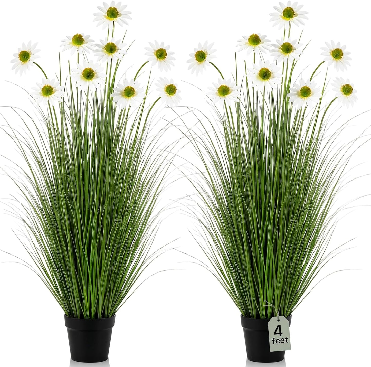 2 Pack 3ft/35inch Artificial Grass Plant Outdoor Artificial Greenery Grass in Pot with Fake Purple Hydrangea for Spring Room Office Indoor Outdoor Decor Housewarming Gifts