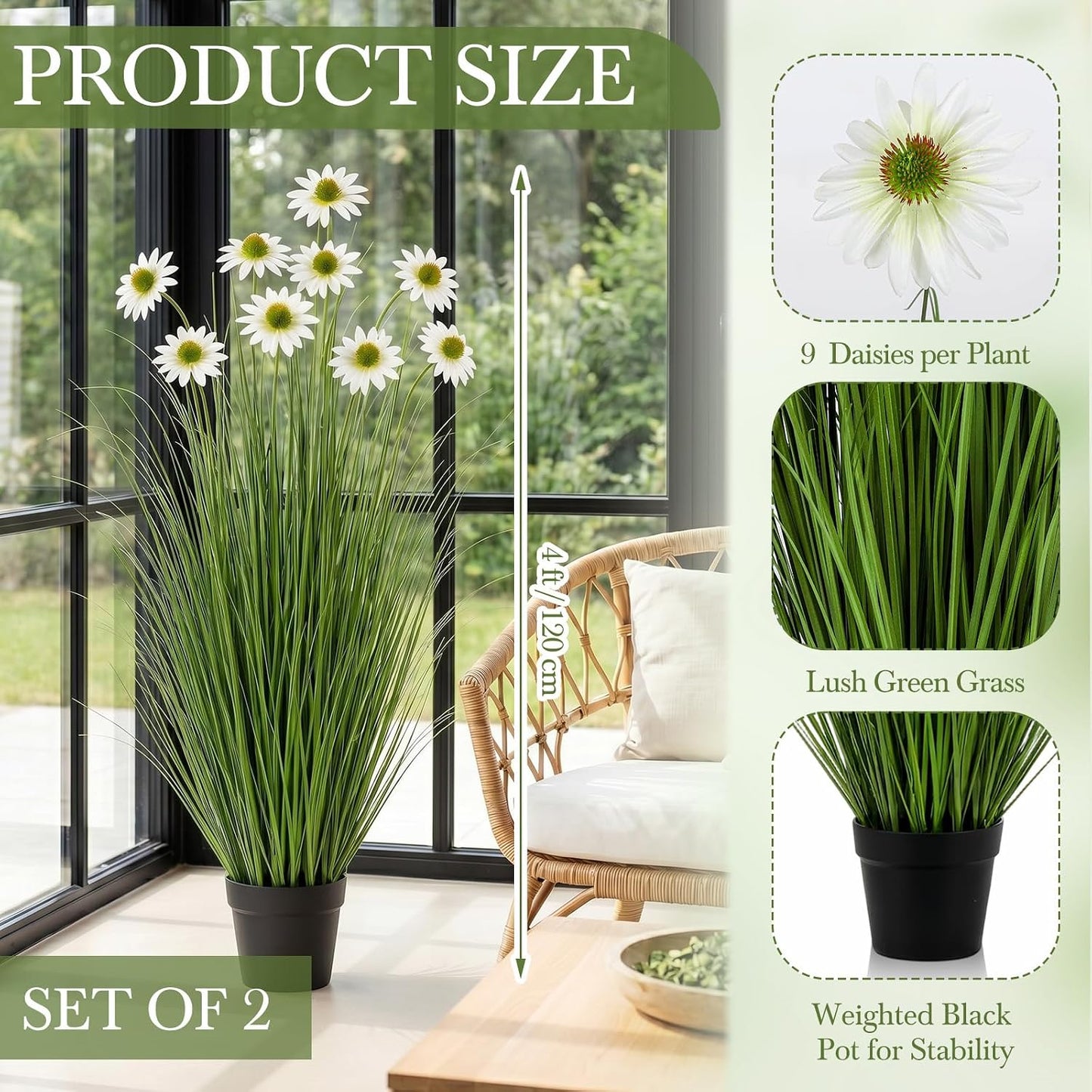 2 Pack 3ft/35inch Artificial Grass Plant Outdoor Artificial Greenery Grass in Pot with Fake Purple Hydrangea for Spring Room Office Indoor Outdoor Decor Housewarming Gifts