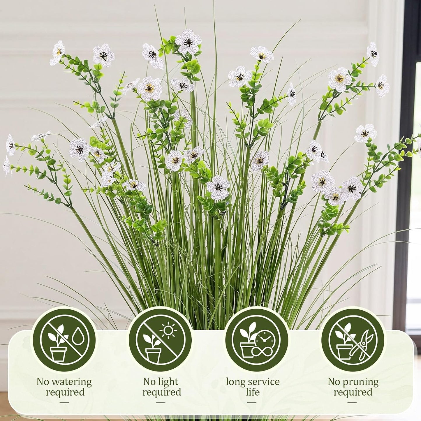 2 Pack 3ft/35inch Artificial Grass Plant Outdoor Artificial Greenery Grass in Pot with Fake Purple Hydrangea for Spring Room Office Indoor Outdoor Decor Housewarming Gifts
